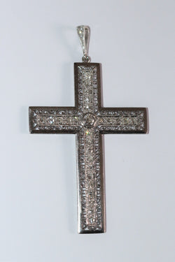 Pendentif Croix En Platine Et Diamants Art Déco