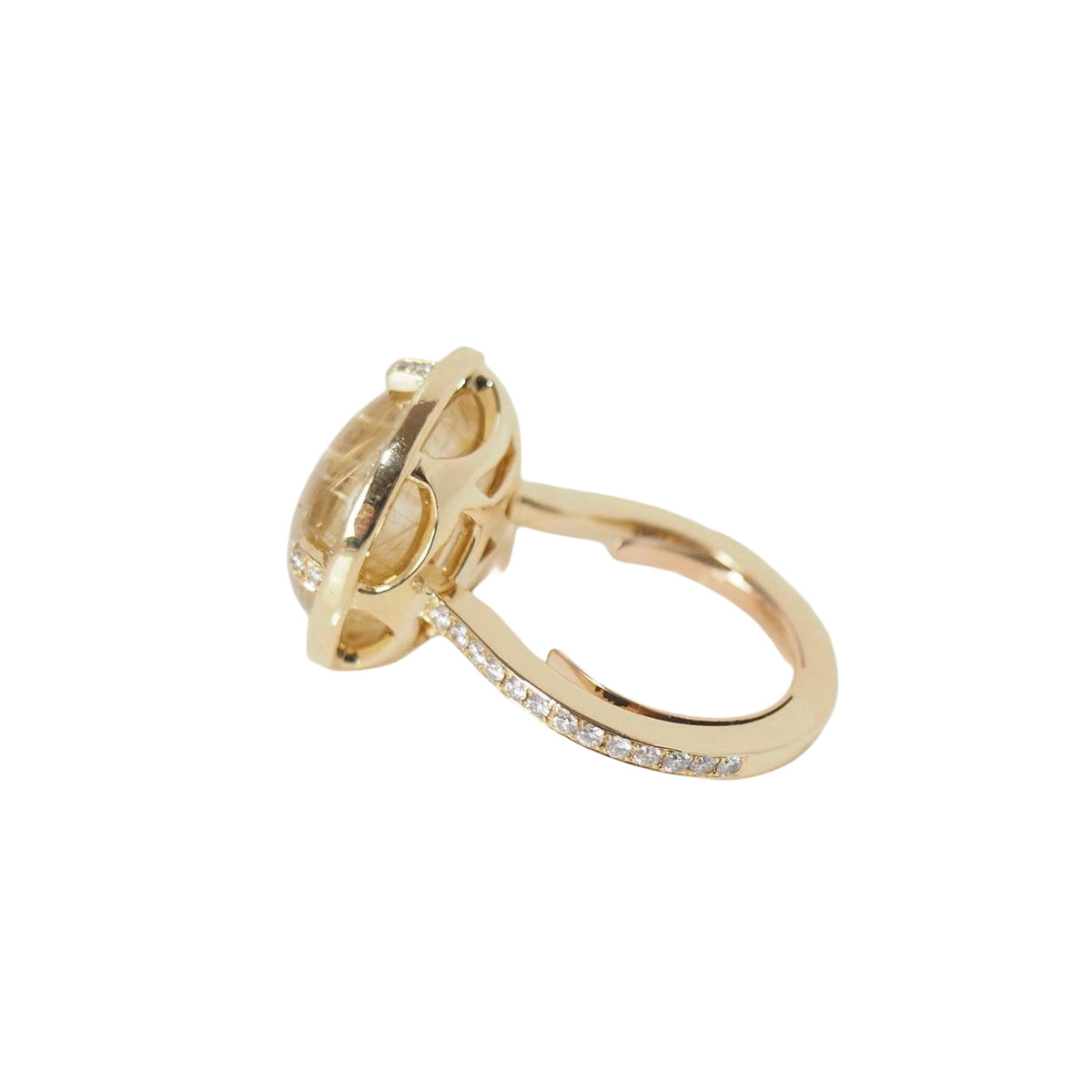 Bague CHAUMET Attrape Moi Galet en or jaune, Quartz rutile et diamants