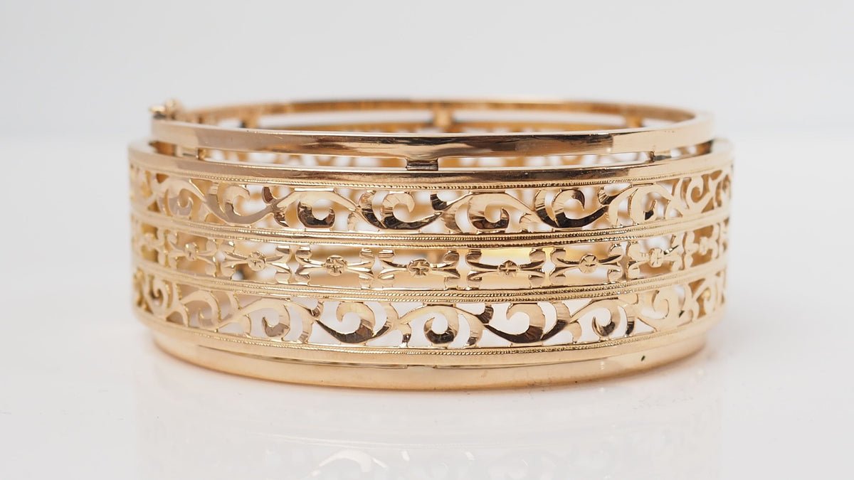 Bracelet Esclave ajouré en or jaune