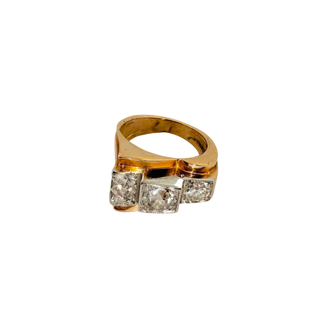 BAGUE TANK OR & DIAMANTS