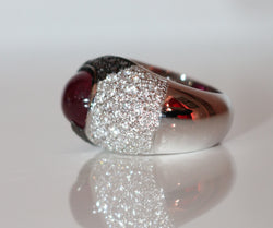 Bague Cocktail en or blanc, tourmaline et diamant
