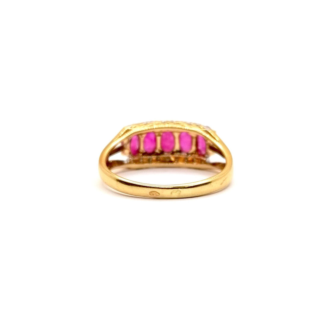Bague vintage rubis diamants