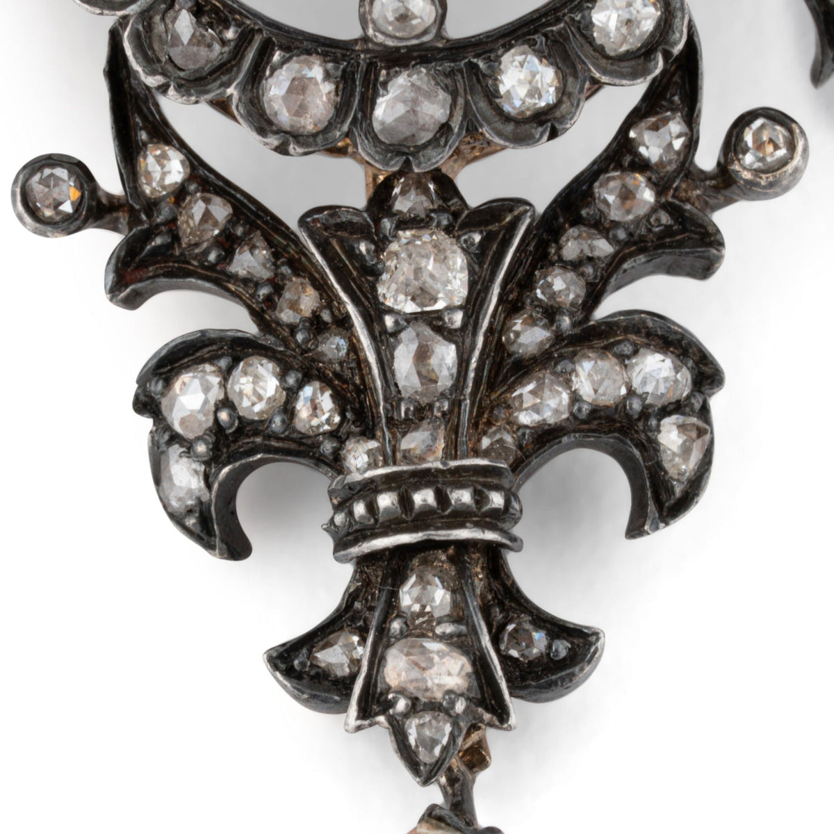 Broche en or jaune, argent et diamants Fin XIX