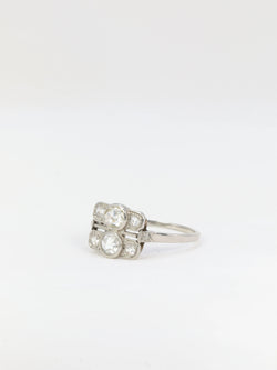 Bague Art Déco Platine et Diamants Taillés en Rose