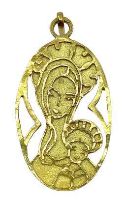Médaille en or 18 carats représentant la Vierge et Jesus