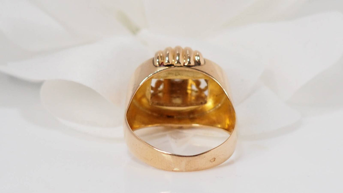 Bague Tank en or rose et diamant