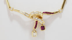 Collier Vintage En Or Jaune, Diamants Et Rubis