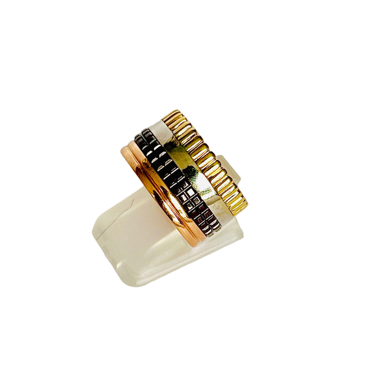 Bague BOUCHERON Quatre Classic grand modèle en or jaune, or rose, or blanc et PVD marron (taille 54)