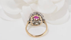 Bague Pompadour en or bicolore, rubis naturel et diamants
