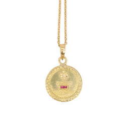 Médaille Amour Augis Plus hier Moins demain en or, diamant et rubis - Castafiore