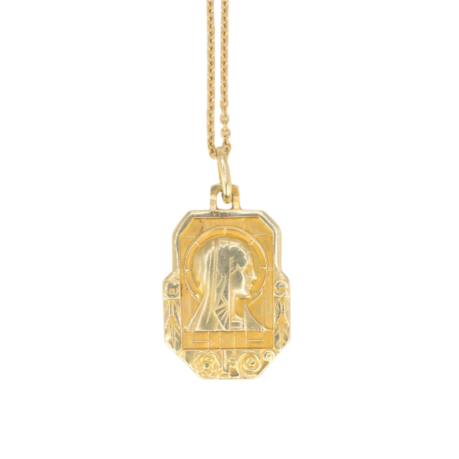 Médaille Art-Déco J.Holy en Or figurant la Vierge, vers 1925 - Castafiore