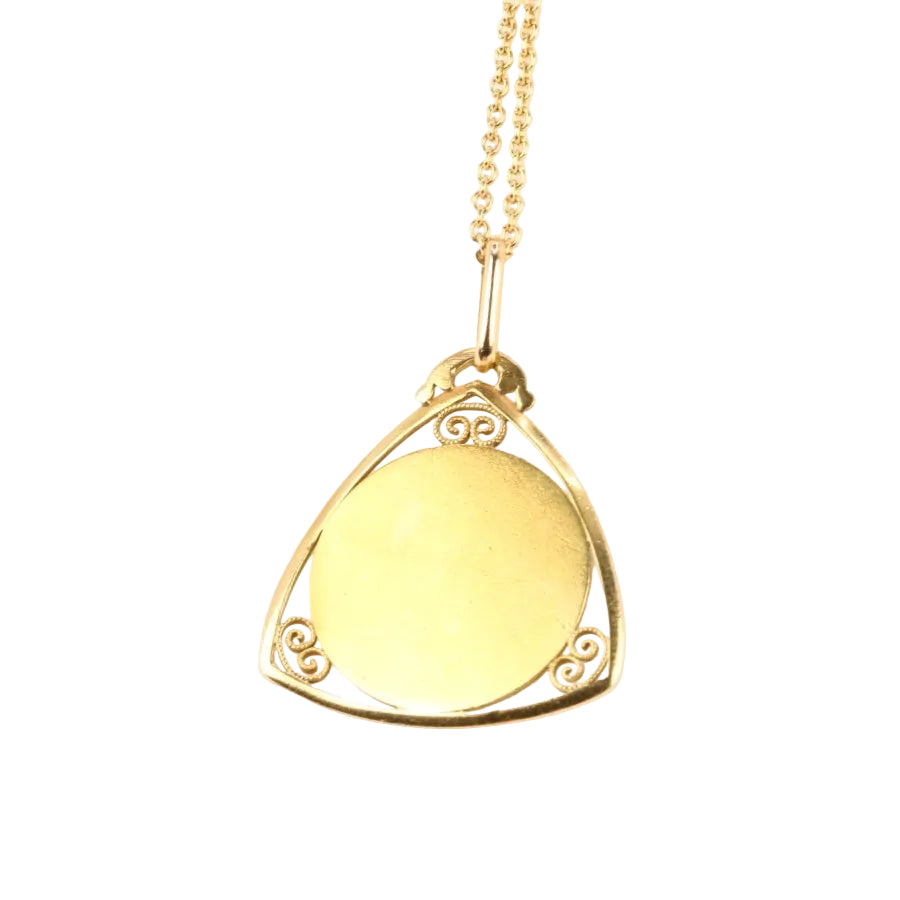 Médaille Art Nouveau en or jaune signée Mazzoni, Vierge à l’enfant - Castafiore