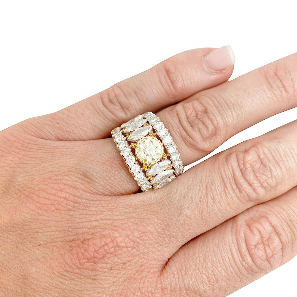 Bague bandeau BUCCELLATI, diamants jaune