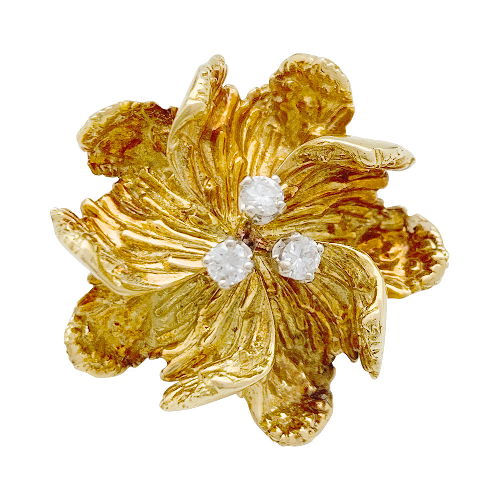 Boucles d'oreilles BOUCHERON "Fleurs" or jaune et diamants