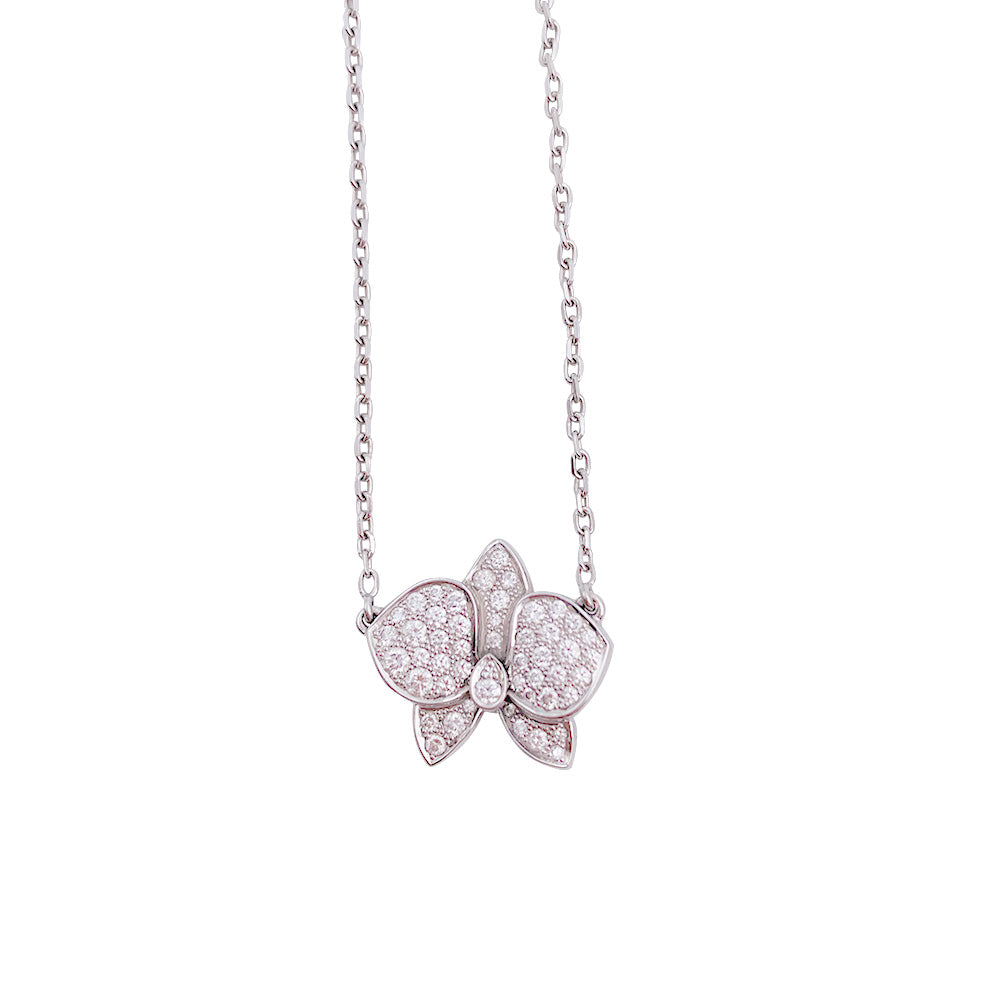 Collier Cartier, "Caresse d'Orchidées", or blanc, diamants