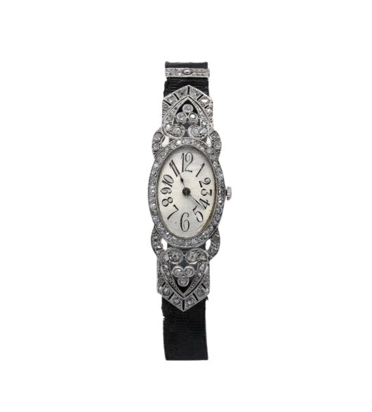 Montre "Art déco" - Platine et Diamants - Castafiore