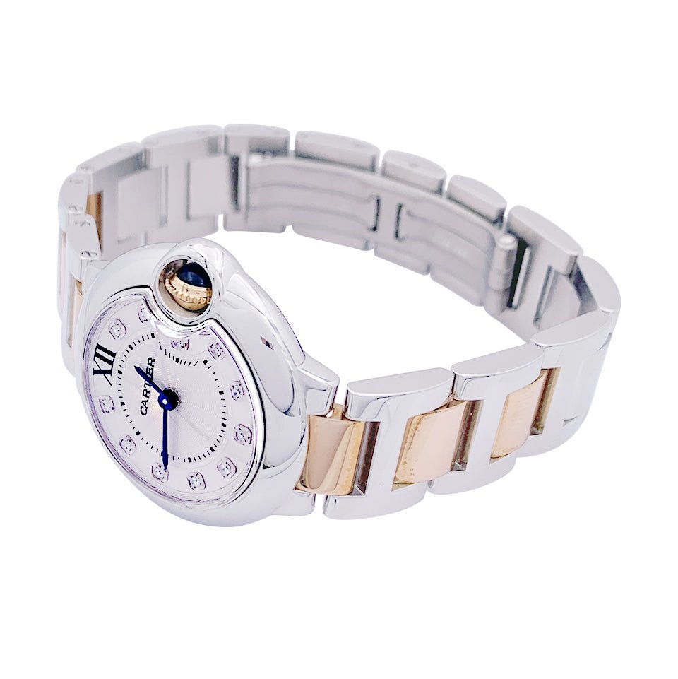 Montre CARTIER "Ballon Bleu de Cartier" en acier, or rose et diamant - Castafiore