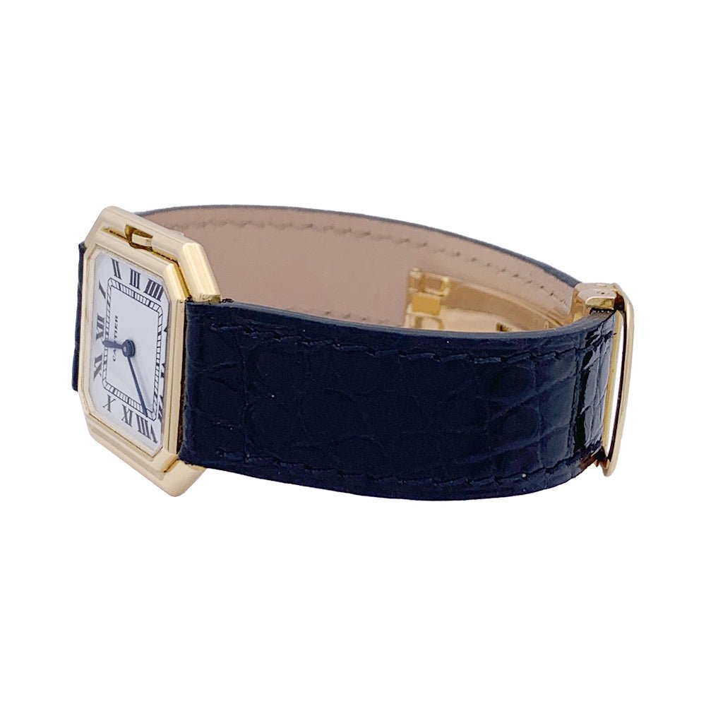 Montre Cartier, "Ceinture", or jaune, cuir. - Castafiore