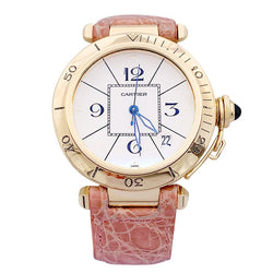 Montre Cartier "Pasha" or jaune, cuir. - Castafiore