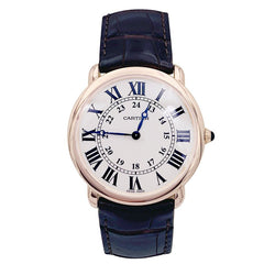 Montre Cartier, "Ronde Louis Cartier", or rose, cuir. - Castafiore