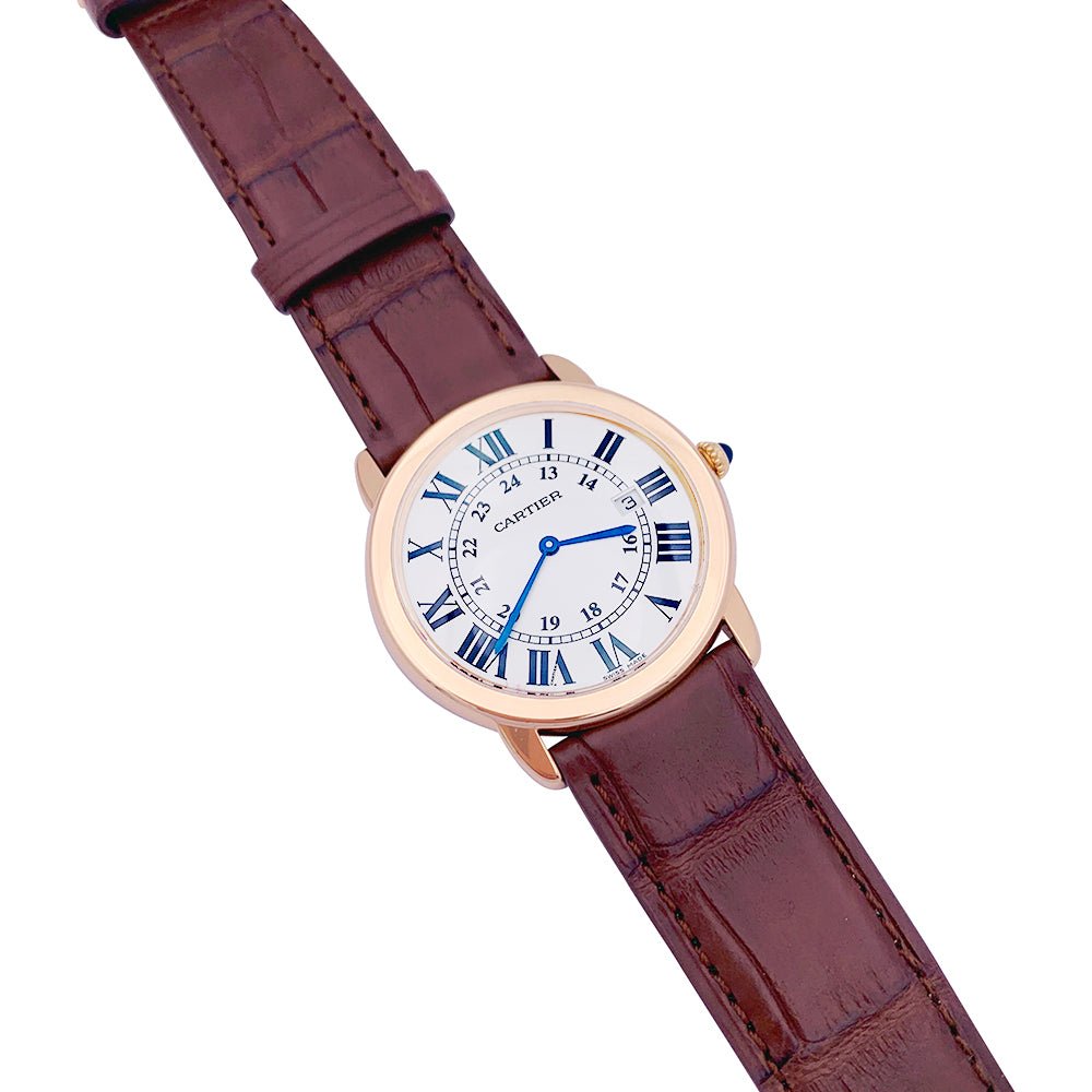 Montre CARTIER "Ronde Solo" or rose, acier et cuir. - Castafiore