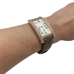 Montre Cartier,"Tank Américaine", or rose, diamants. - Castafiore