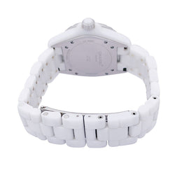 Montre CHANEL "J12" céramique blanche et diamants. - Castafiore
