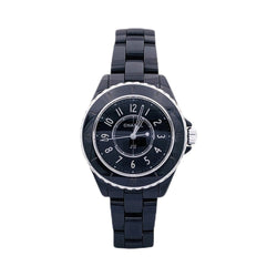 Montre CHANEL "J12", céramique noire et acier - Castafiore