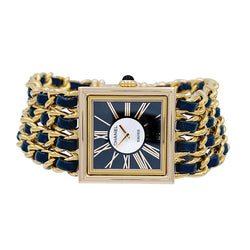 Montre Chanel, "Mademoiselle", or jaune, cuir. - Castafiore