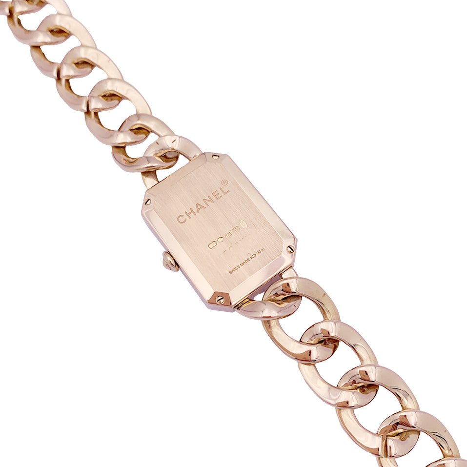 Montre Chanel, "Première Chaîne Gourmette", or rose, diamants. - Castafiore