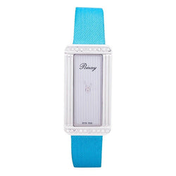 Montre POIRAY "Ma Première Allongée" en acier, argent, cuir et diamants - Castafiore