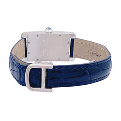 Montre Quartz CARTIER "Tank Américaine" en or blanc et cuir - Castafiore