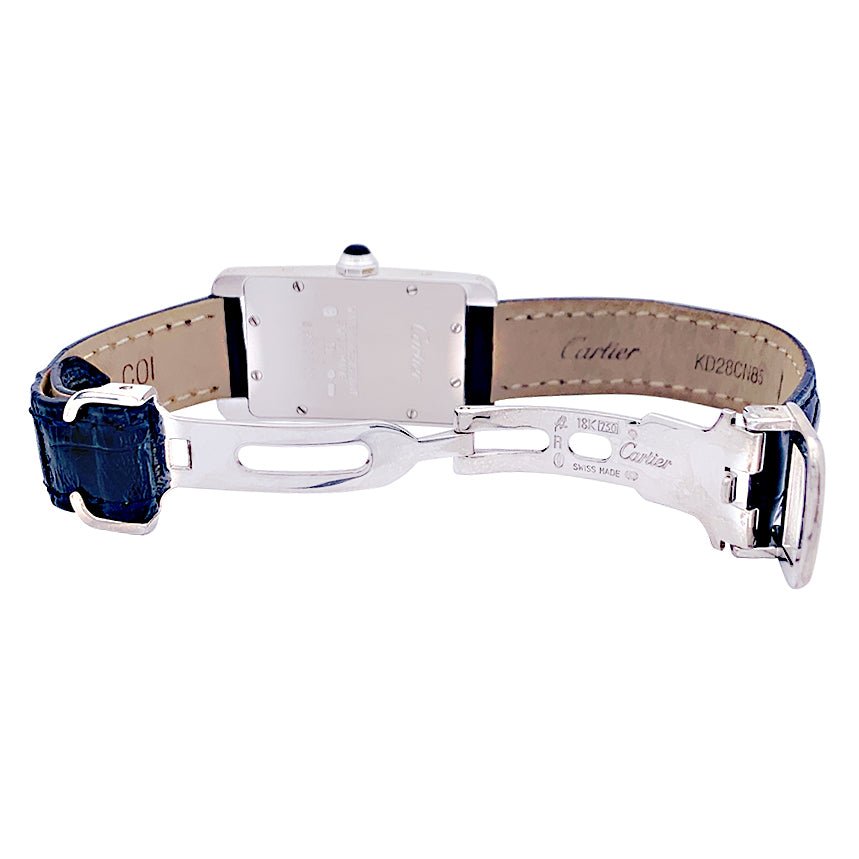 Montre Quartz CARTIER "Tank Américaine" en or blanc et cuir - Castafiore
