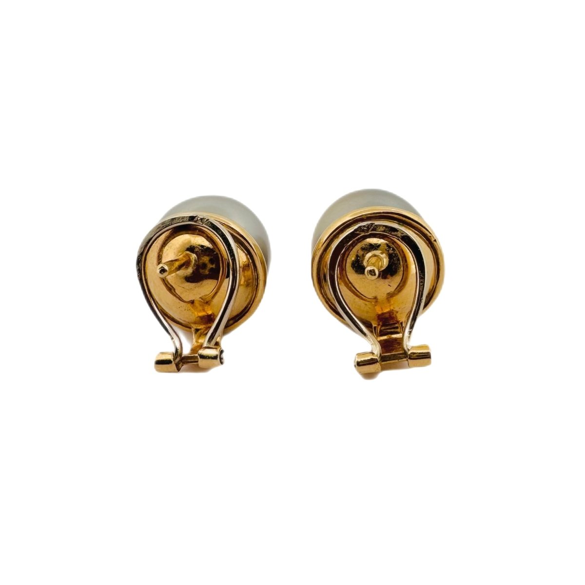 Paire de boucles d'oreilles en or jaune et perles de Tahiti - Castafiore