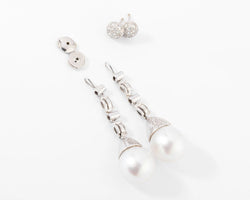 Paire de boucles d'oreilles en Perles Akoya et diamants - Castafiore