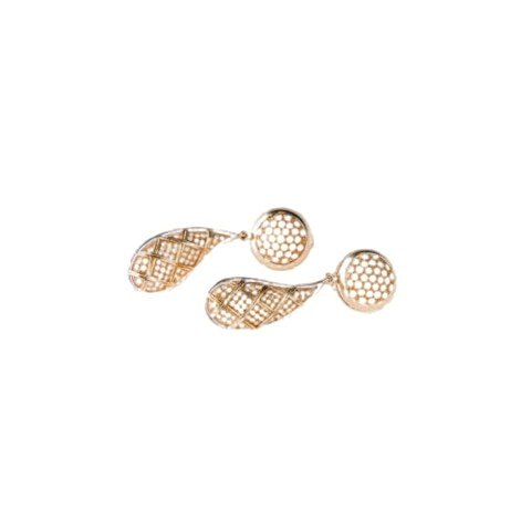 Paire de boucles d'oreilles ors jaune et blanc sertie de diamants - Castafiore