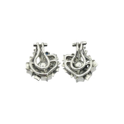 Paire de clip d'oreilles en or gris 18K saphirs ronds facettés - Castafiore