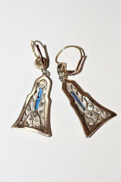 Pendants d'Oreilles Art Déco en platine et or jaune - Castafiore
