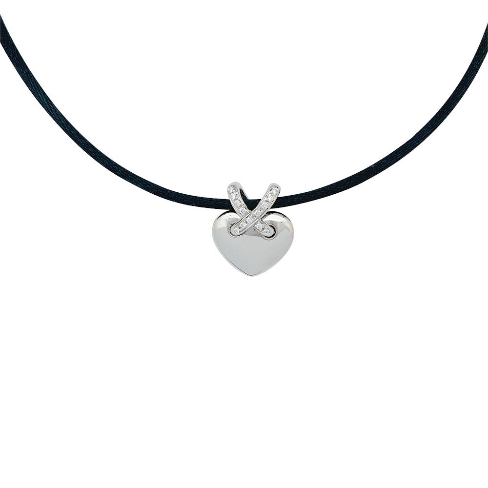 Pendentif CHAUMET cœur , collection "Liens", or blanc et diamants - Castafiore