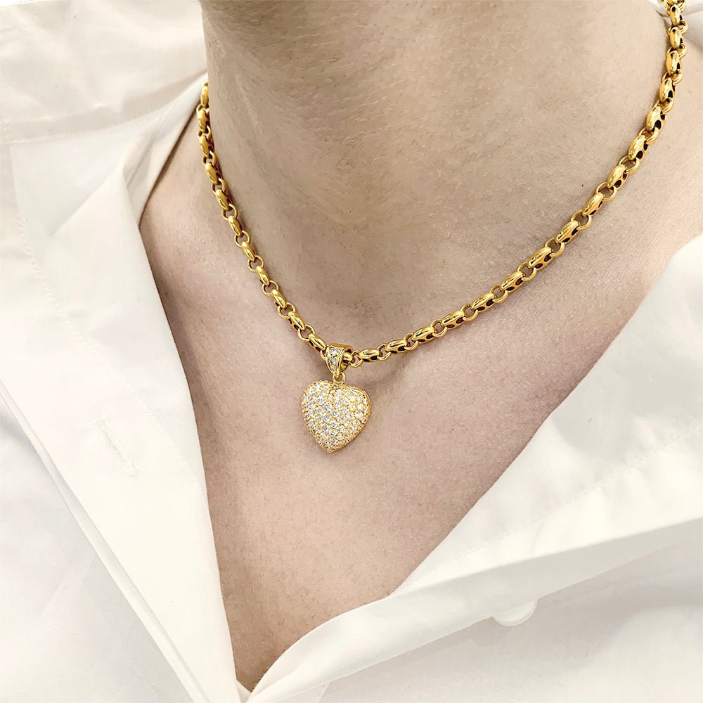 Pendentif Coeur or jaune et diamants - Castafiore