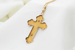 Pendentif croix ancien en or et perles fines - vers 1860 - Castafiore