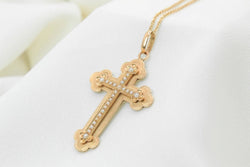 Pendentif croix ancien en or et perles fines - vers 1860 - Castafiore