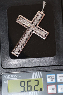 Pendentif Croix En Platine Et Diamants Art Déco - Castafiore