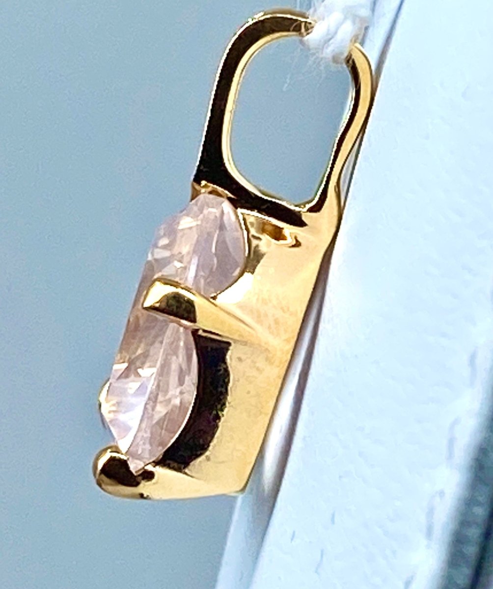 Pendentif en or jaune 18 carats en quartz rose et diamants - Castafiore
