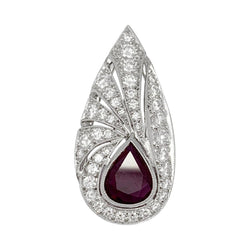 Pendentif or blanc, diamants, rubis - Castafiore