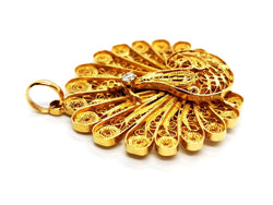 Pendentif paon en or jaune et diamant - Castafiore