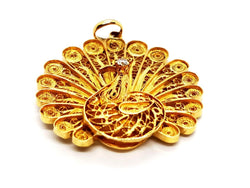 Pendentif paon en or jaune et diamant - Castafiore