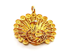 Pendentif paon en or jaune et diamant - Castafiore