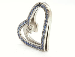 Pendentif VAN DER BAUWEDE coeur en argent, saphirs et diamants - Castafiore