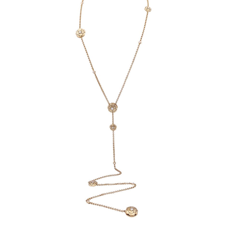 Sautoir transformable Chanel, “Les Infinis de Camélia”, en or rose, diamants. - Castafiore
